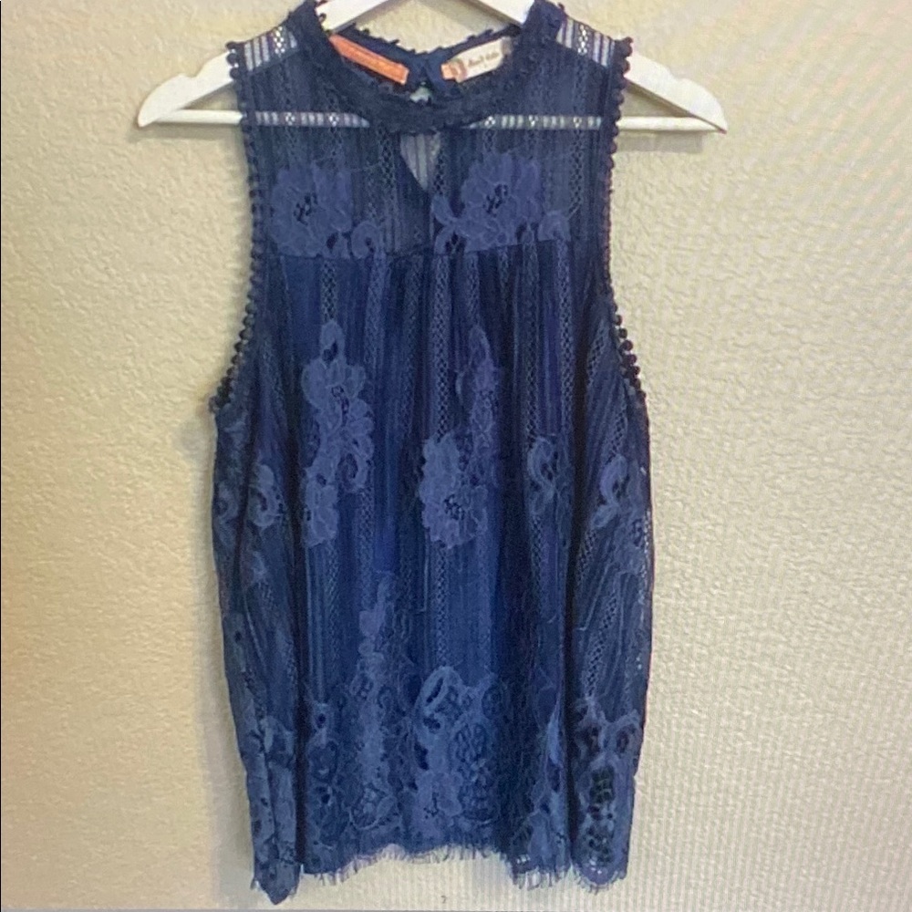 Altar'd State Navy Lace Sleeveless Blouse
